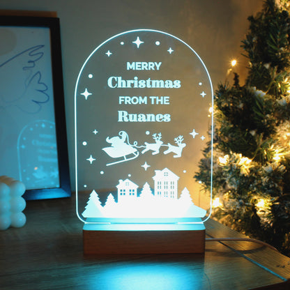 Personalised Christmas Wooden Based LED Light - MK&JD Gifts