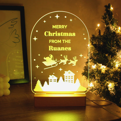 Personalised Christmas Wooden Based LED Light - MK&JD Gifts