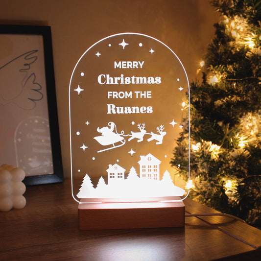 Personalised Christmas Wooden Based LED Light - MK&JD Gifts