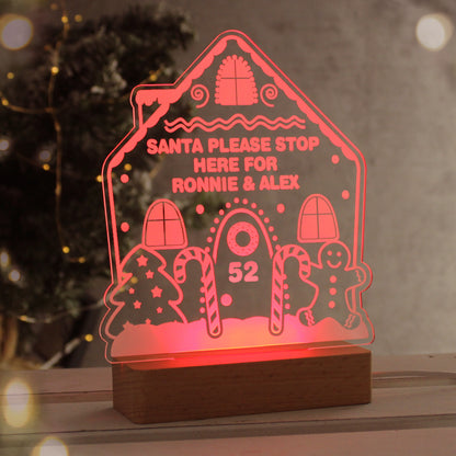 Personalised Gingerbread House Christmas Wooden Based LED Light - MK&JD Gifts