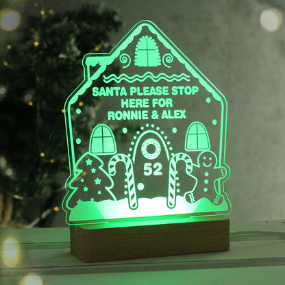 Personalised Gingerbread House Christmas Wooden Based LED Light - MK&JD Gifts