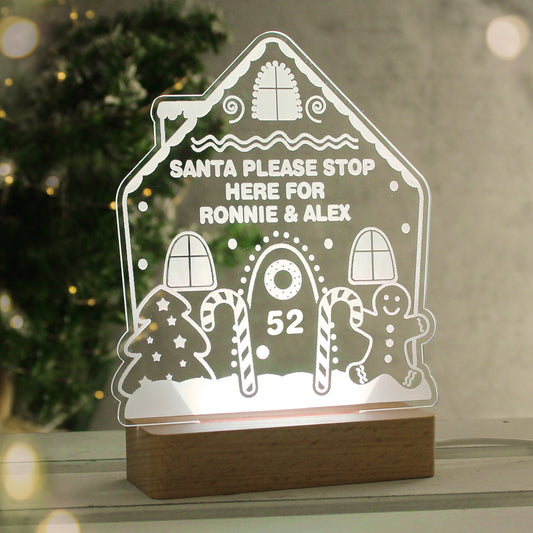 Personalised Gingerbread House Christmas Wooden Based LED Light - MK&JD Gifts