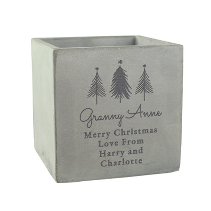 Personalised Christmas Tree Concrete Planter - MK&JD Gifts
