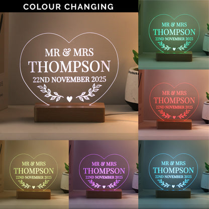 Personalised Wedding Heart LED Light - MK&JD Gifts