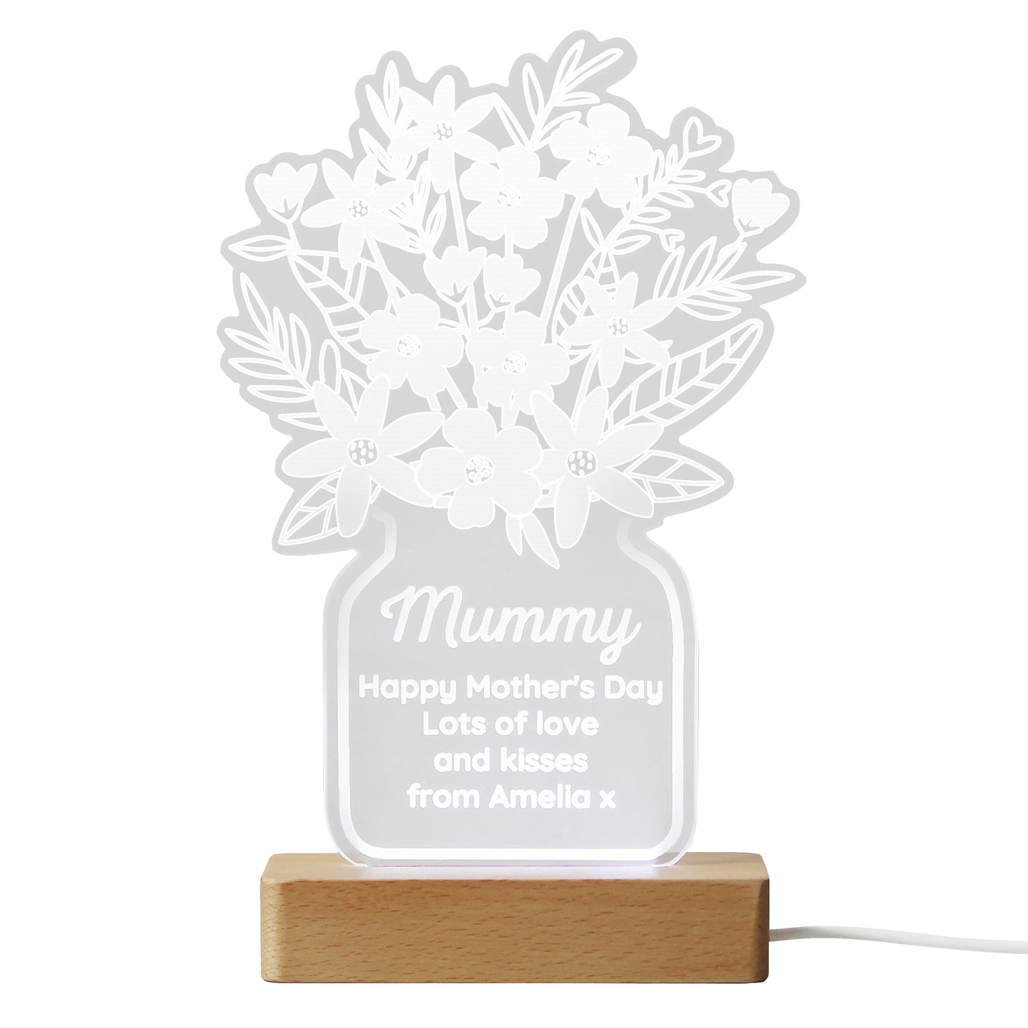 Personalised Flower Vase LED Light - MK&JD Gifts