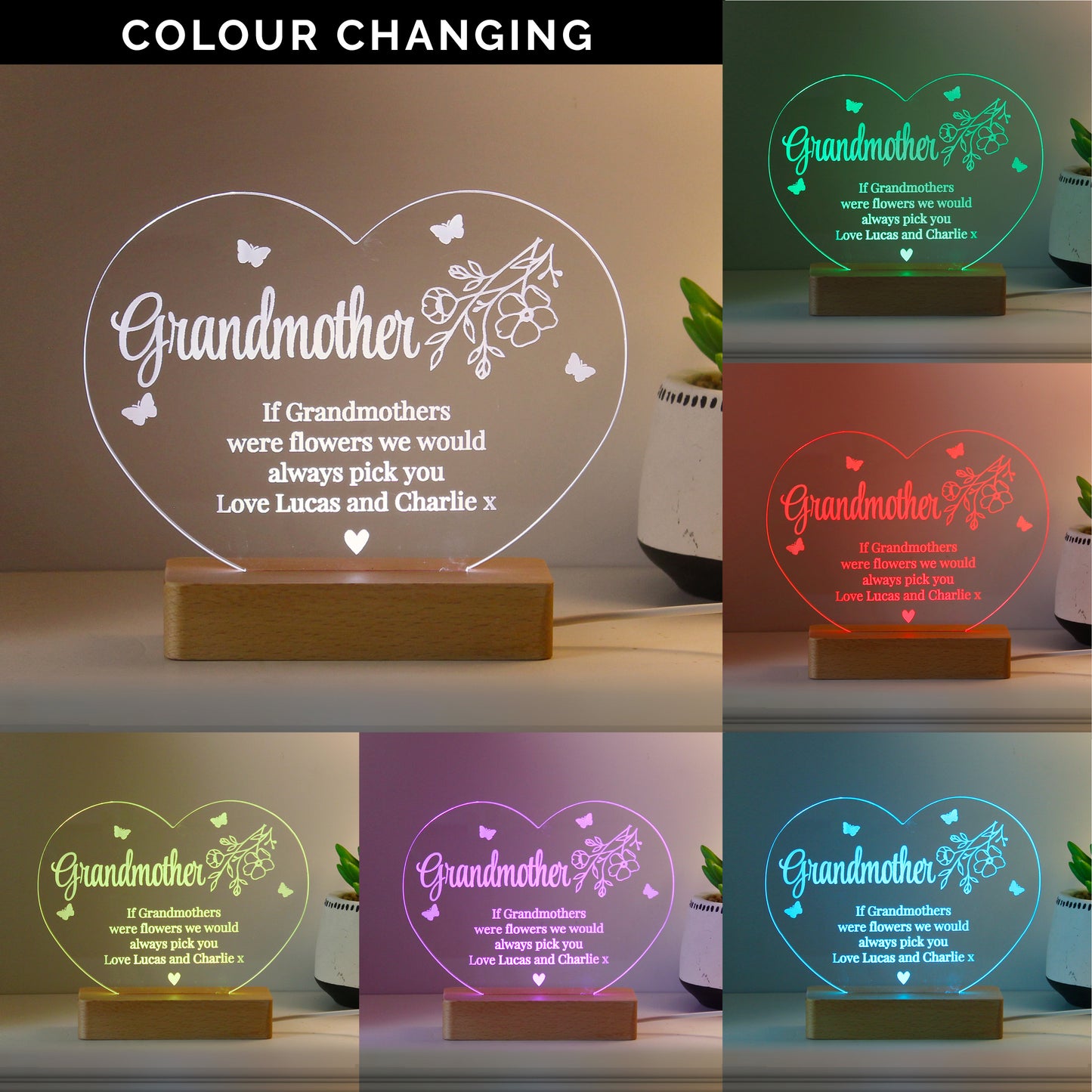 Personalised Floral Heart LED Light - MK&JD Gifts