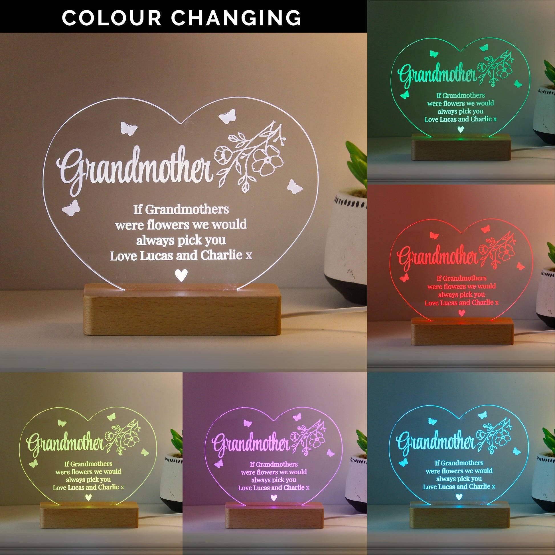 Personalised Floral Heart LED Light - MK&JD Gifts