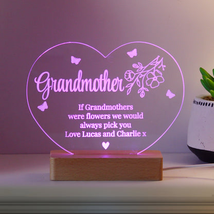 Personalised Floral Heart LED Light - MK&JD Gifts