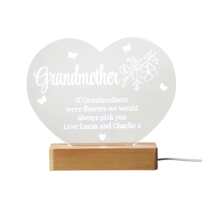 Personalised Floral Heart LED Light - MK&JD Gifts