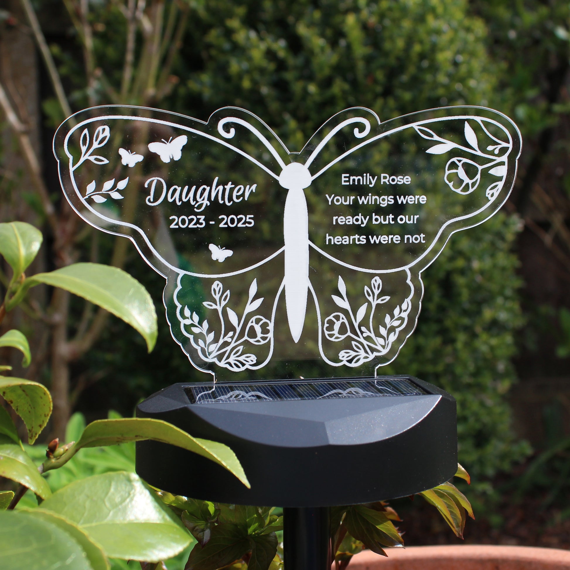 Personalised Butterfly Memorial Solar Light - MK&JD Gifts