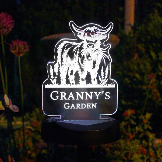 Personalised Highland Cow Garden Solar Light - MK&JD Gifts