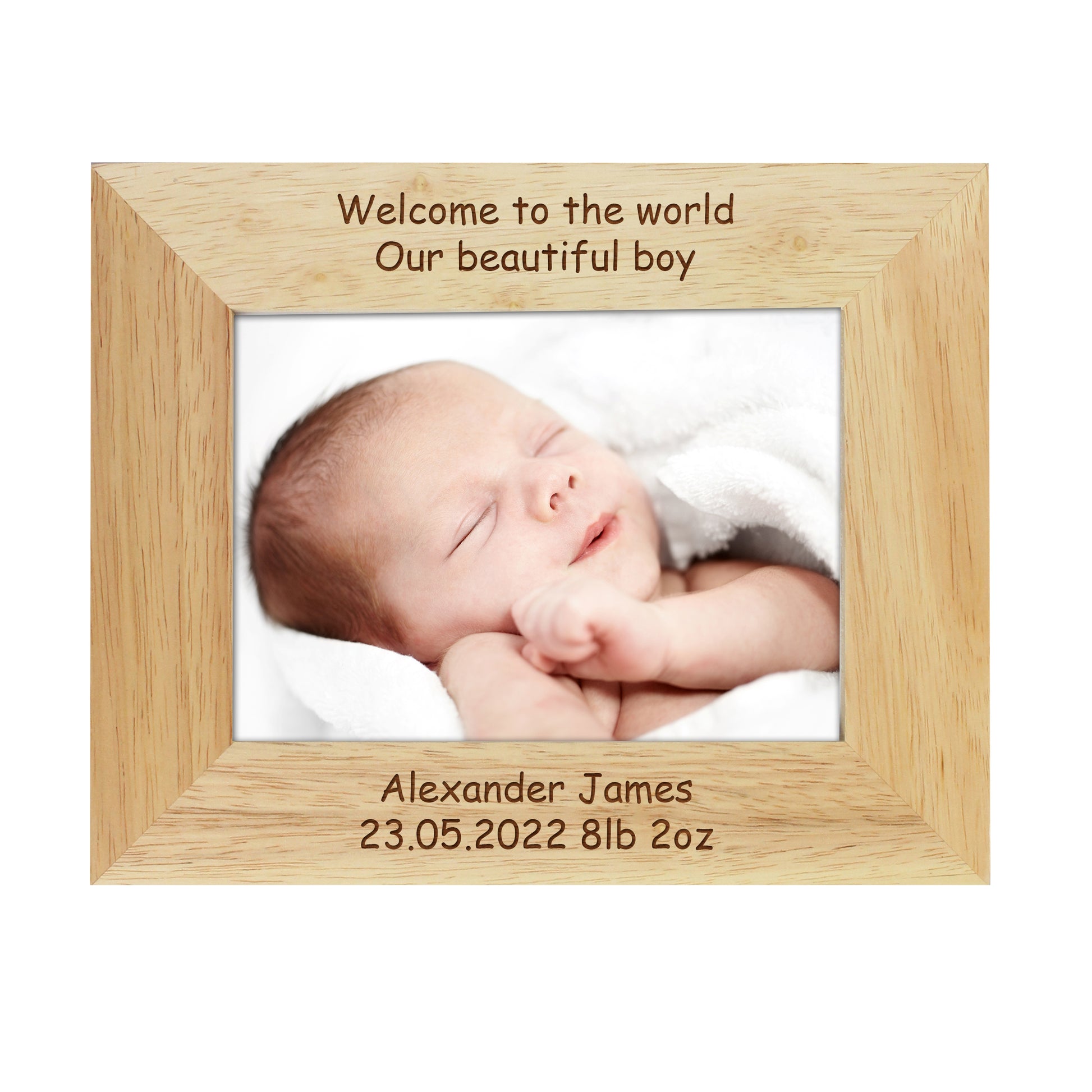 Personalised Landscape 5x7 Landscape Oak Finish Photo Frame - MK&JD Gifts