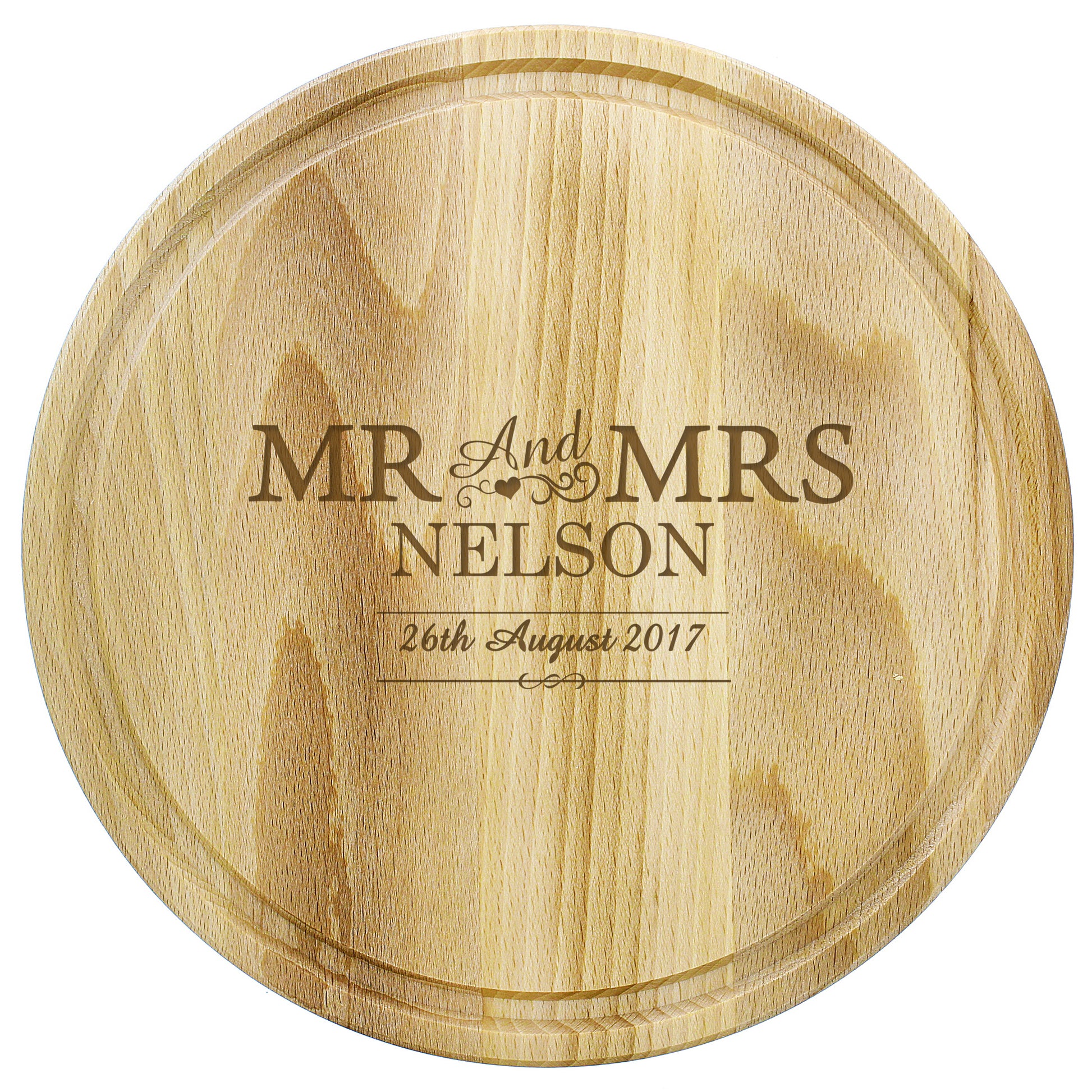 Personalised Mr & Mrs Round Chopping Board - MK&JD Gifts