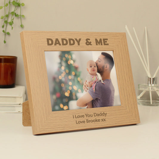 Personalised Daddy & Me 5x7 Landscape Oak Finish Photo Frame - MK&JD Gifts