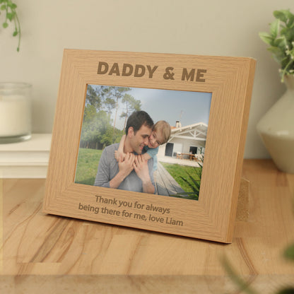 Personalised Daddy & Me 5x7 Landscape Oak Finish Photo Frame - MK&JD Gifts