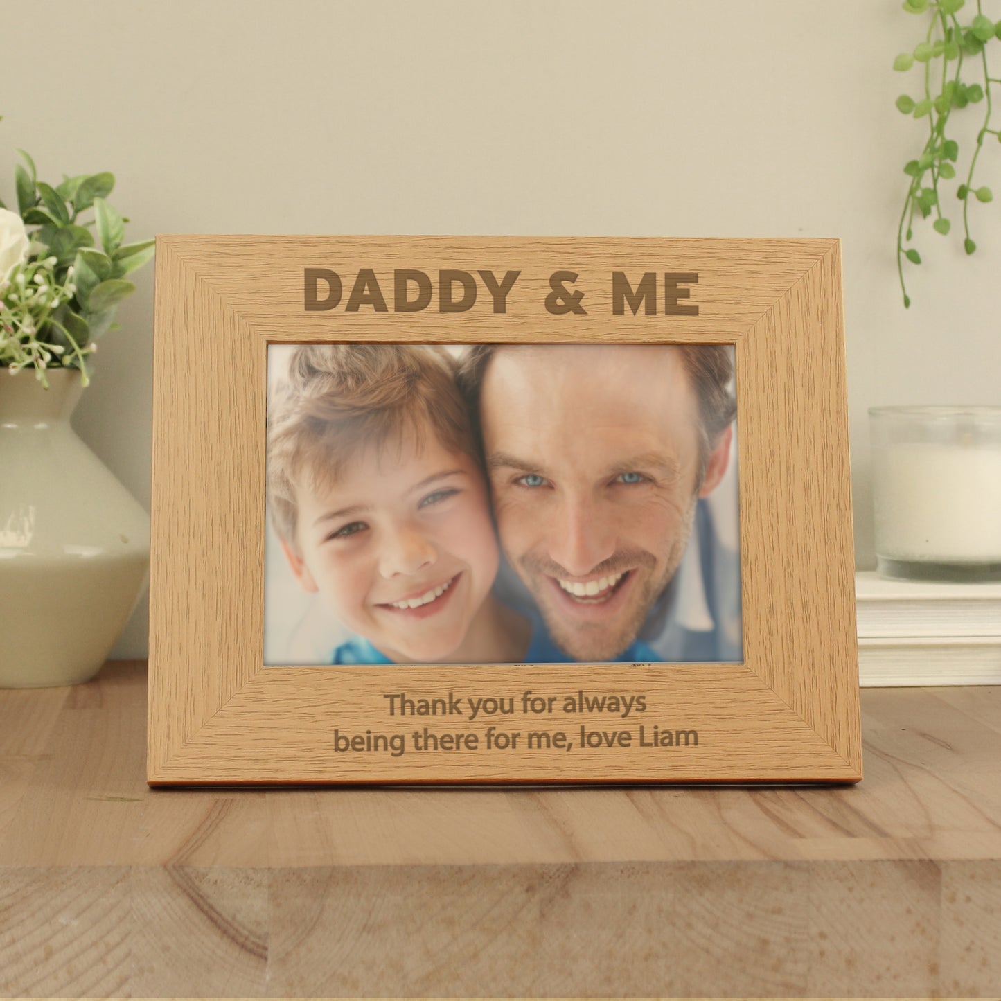 Personalised Daddy & Me 5x7 Landscape Oak Finish Photo Frame - MK&JD Gifts