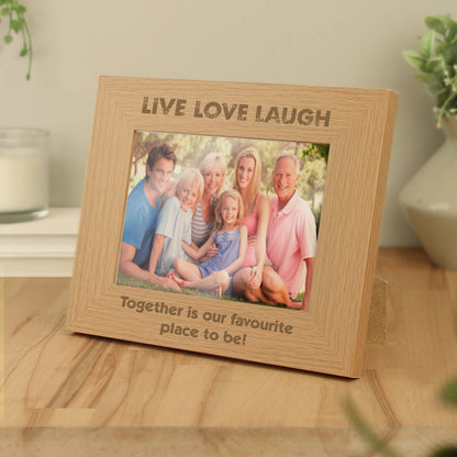 Personalised Live Love Laugh 5x7 Landscape Oak Finish Photo Frame - MK&JD Gifts