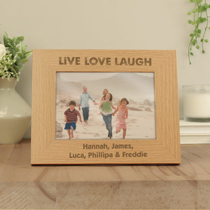 Personalised Live Love Laugh 5x7 Landscape Oak Finish Photo Frame - MK&JD Gifts