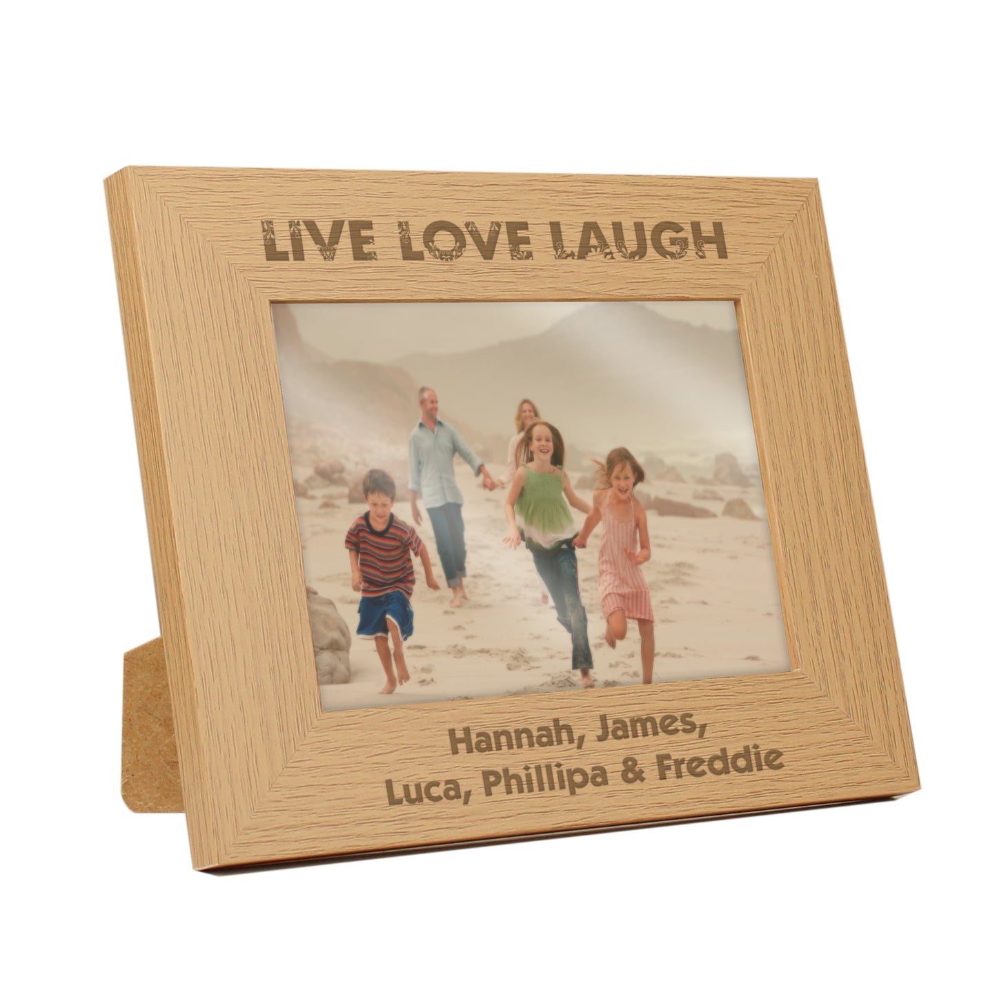 Personalised Live Love Laugh 5x7 Landscape Oak Finish Photo Frame - MK&JD Gifts