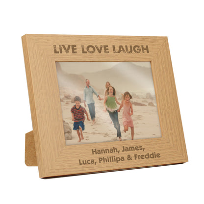 Personalised Live Love Laugh 5x7 Landscape Oak Finish Photo Frame - MK&JD Gifts