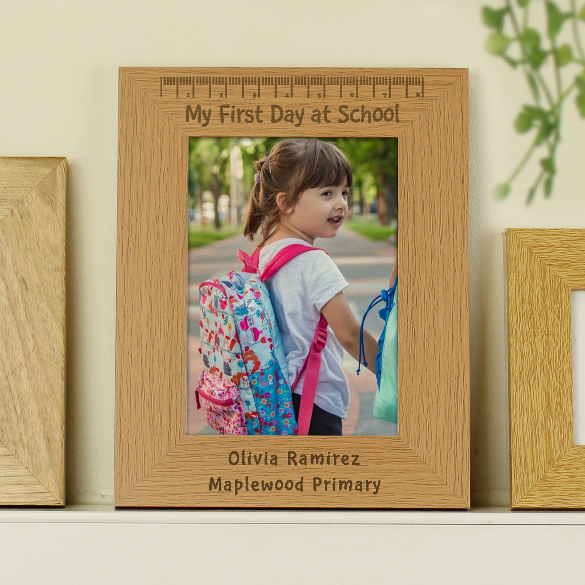 Personalised My First Day at School 5x7 Oak Finish Photo Frame - MK&JD Gifts