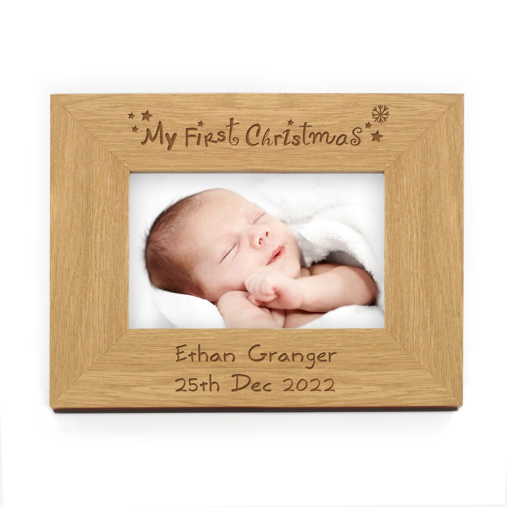 Personalised Oak Finish 6x4 My First Christmas Photo Frame - MK&JD Gifts
