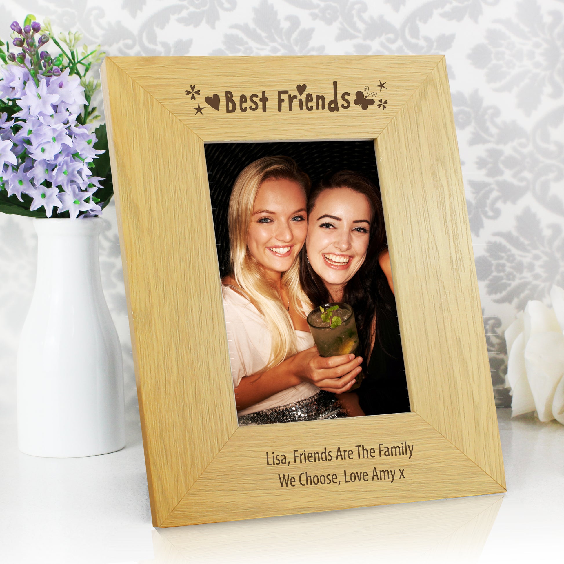 Personalised Oak Finish 6x4 Best Friends Photo Frame - MK&JD Gifts