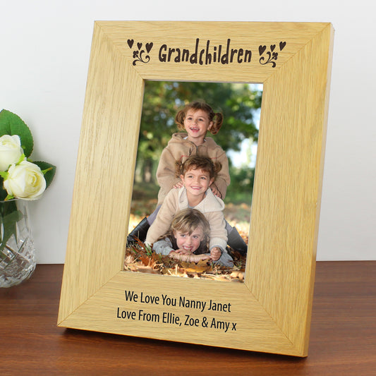 Personalised Oak Finish 6x4 Grandchildren Photo Frame - MK&JD Gifts