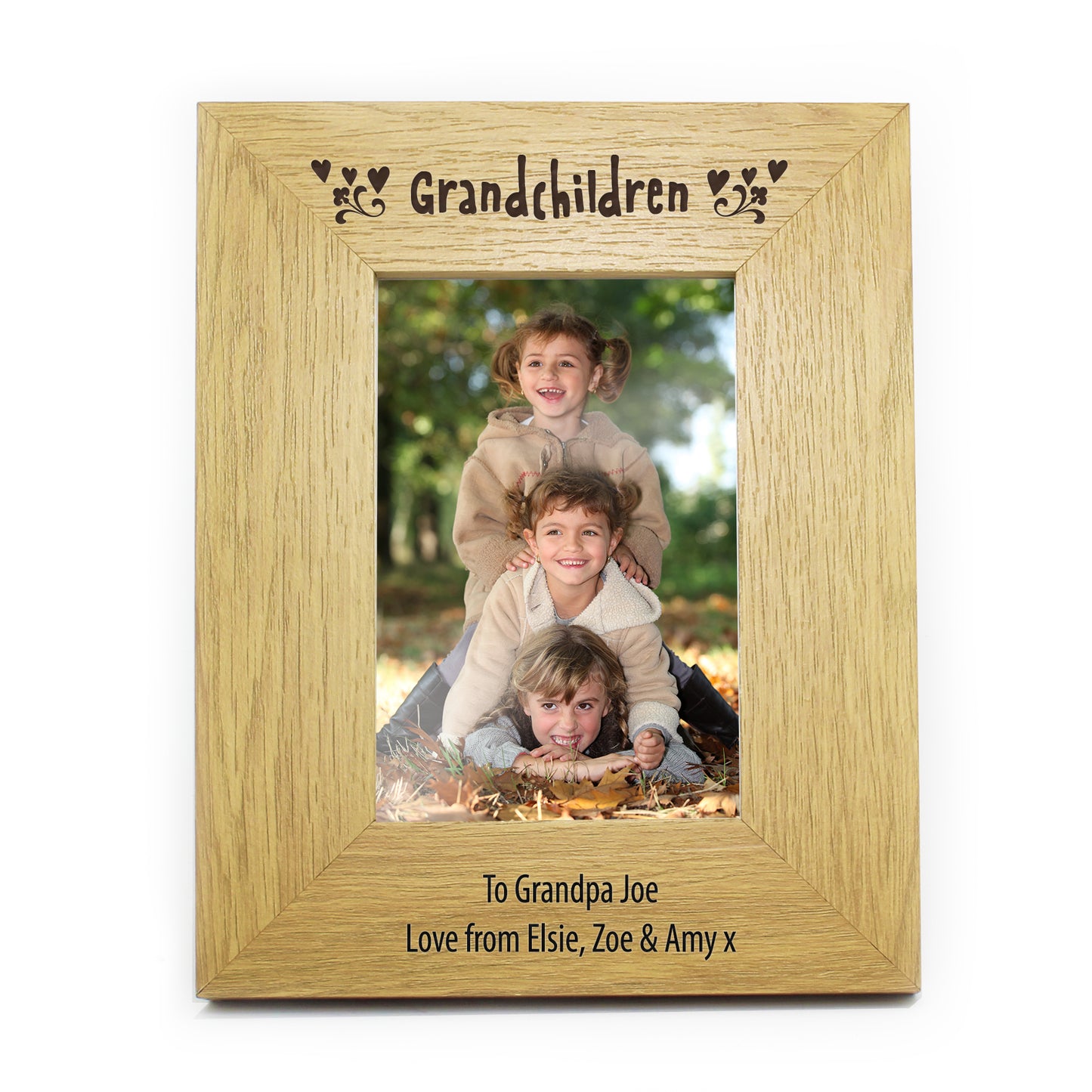 Personalised Oak Finish 6x4 Grandchildren Photo Frame - MK&JD Gifts