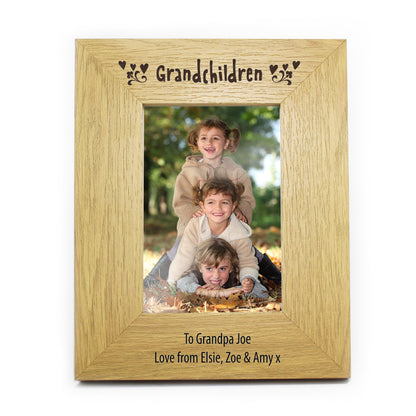 Personalised Oak Finish 6x4 Grandchildren Photo Frame - MK&JD Gifts