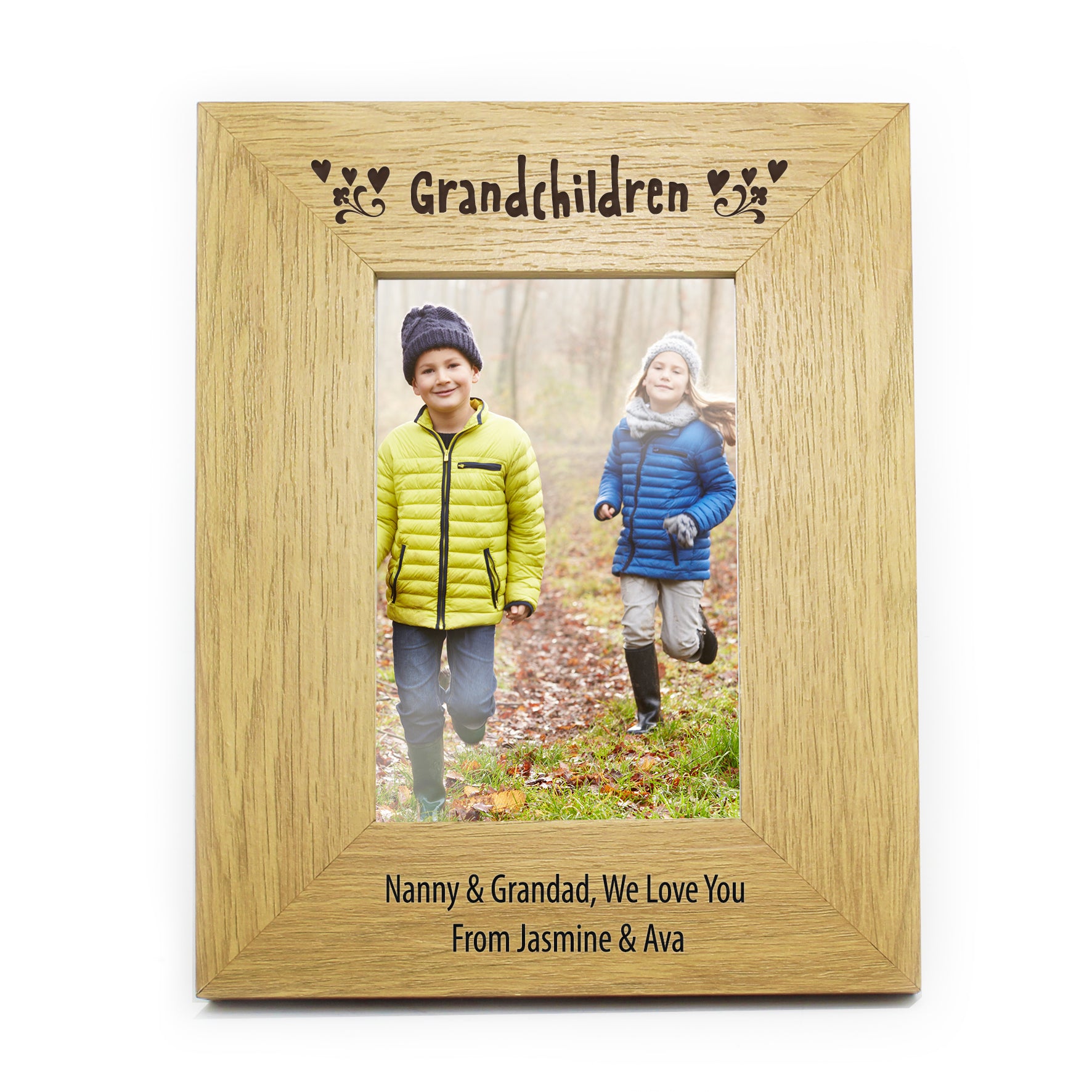 Personalised Oak Finish 6x4 Grandchildren Photo Frame - MK&JD Gifts