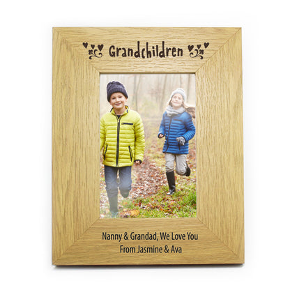 Personalised Oak Finish 6x4 Grandchildren Photo Frame - MK&JD Gifts