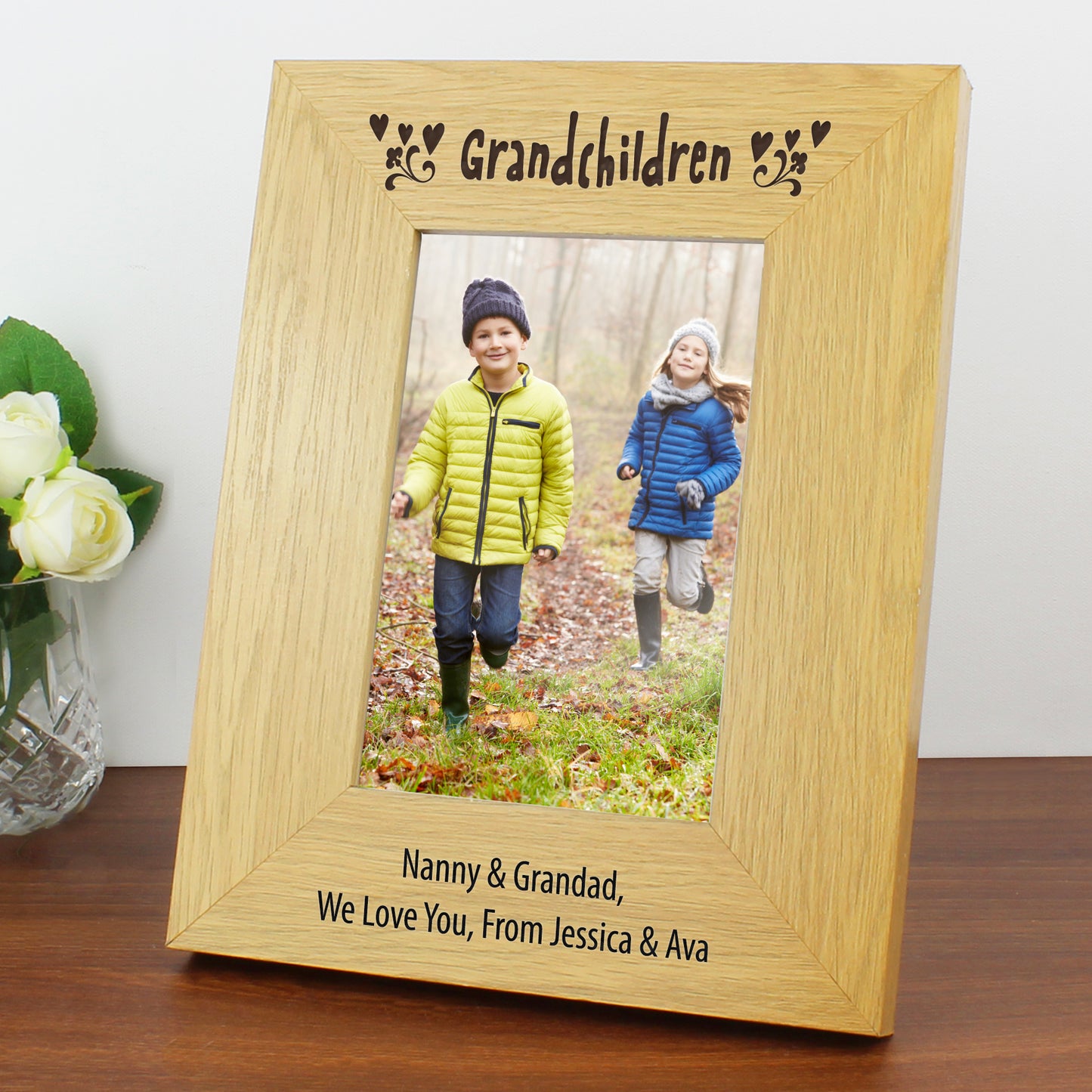 Personalised Oak Finish 6x4 Grandchildren Photo Frame - MK&JD Gifts