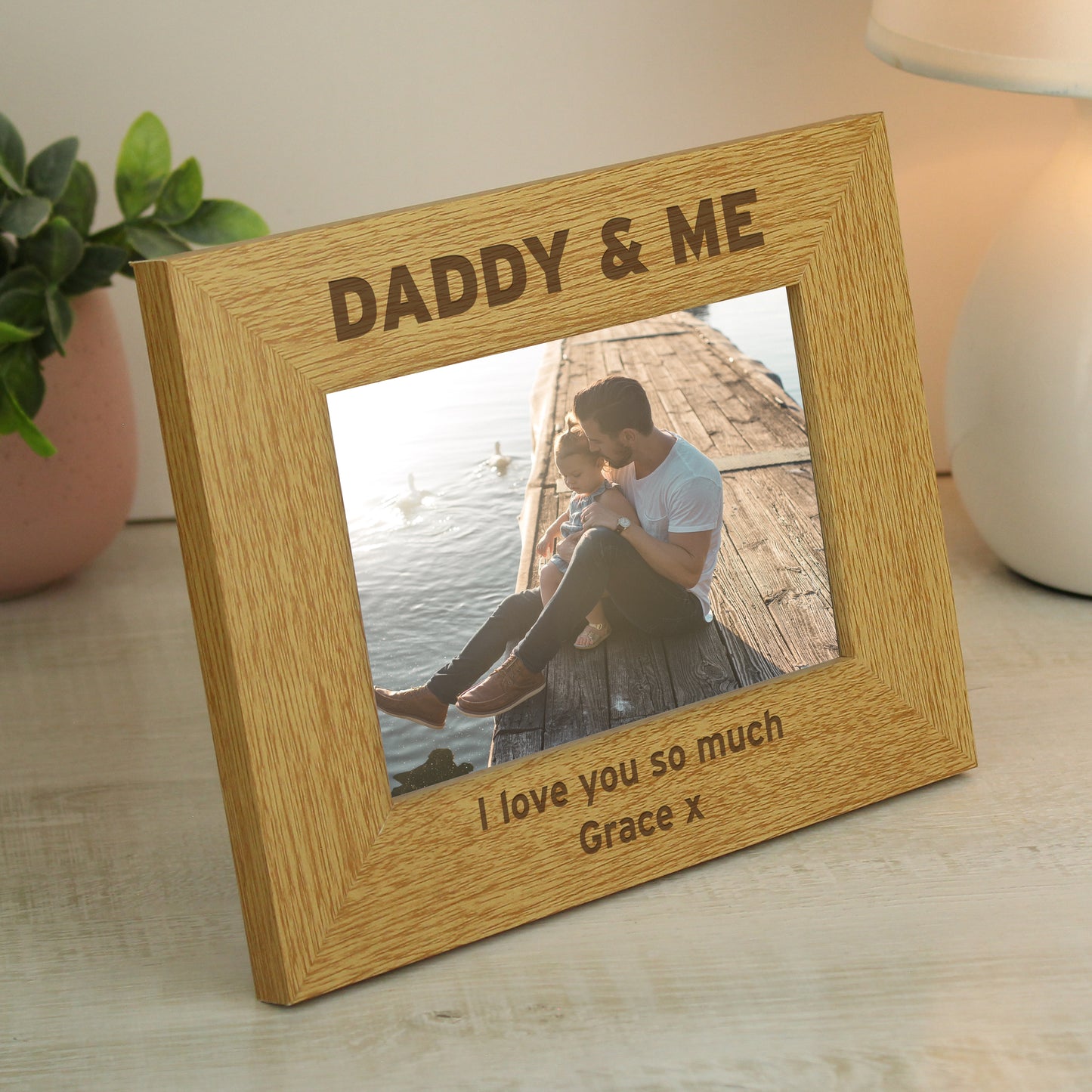 Personalised Oak Finish 6x4 Daddy & Me Photo Frame - MK&JD Gifts