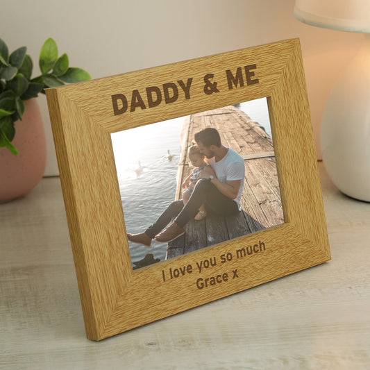 Personalised Oak Finish 6x4 Daddy & Me Photo Frame - MK&JD Gifts