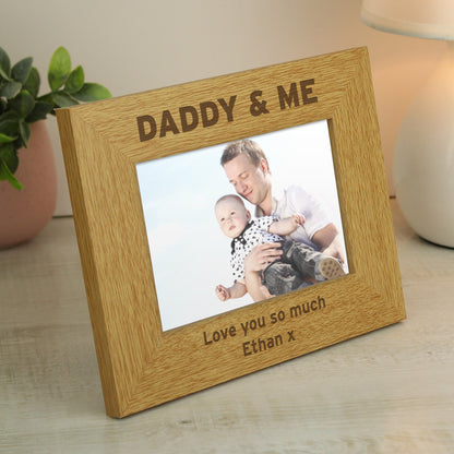 Personalised Oak Finish 6x4 Daddy & Me Photo Frame - MK&JD Gifts