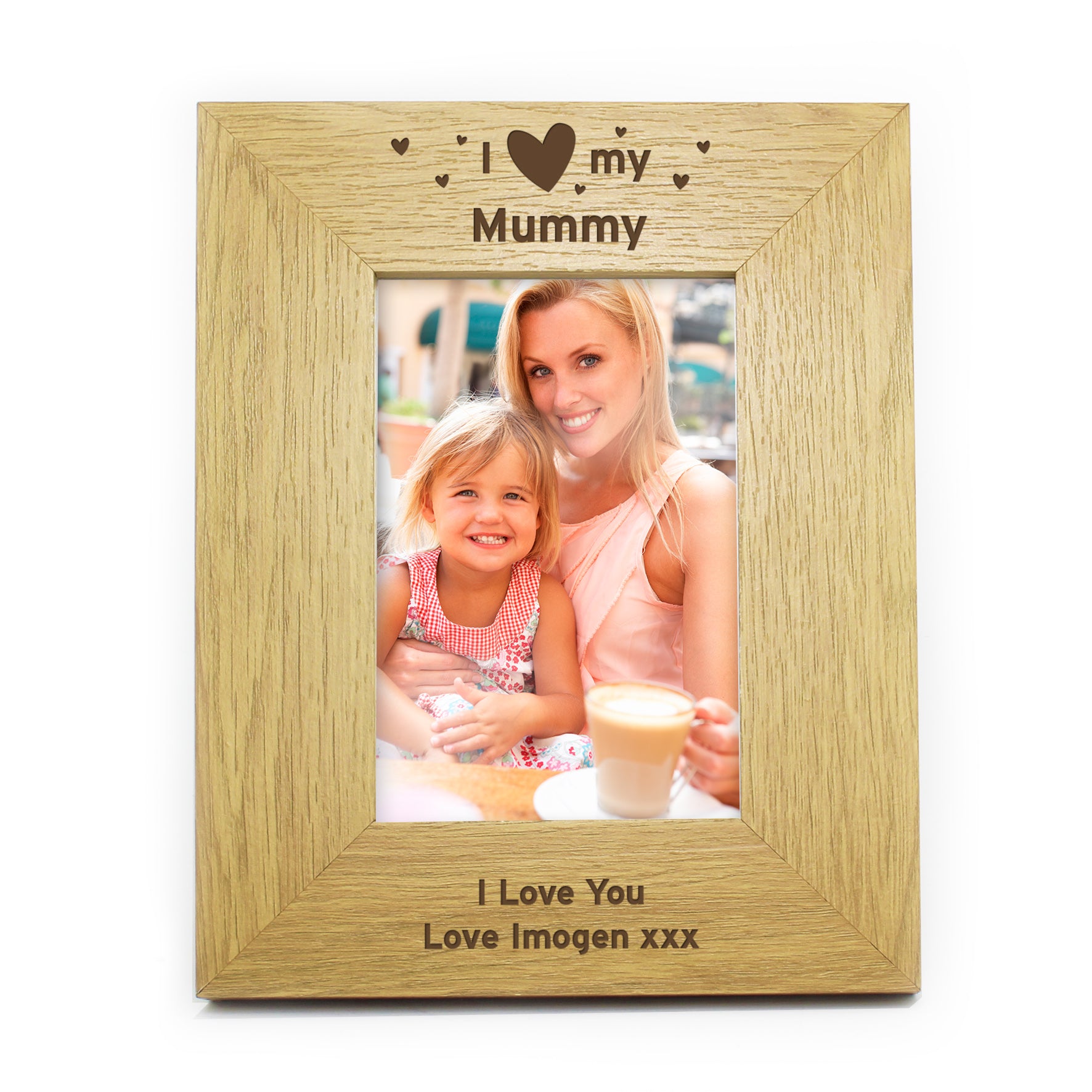 Personalised Oak Finish 6x4 I Heart My Photo Frame - MK&JD Gifts