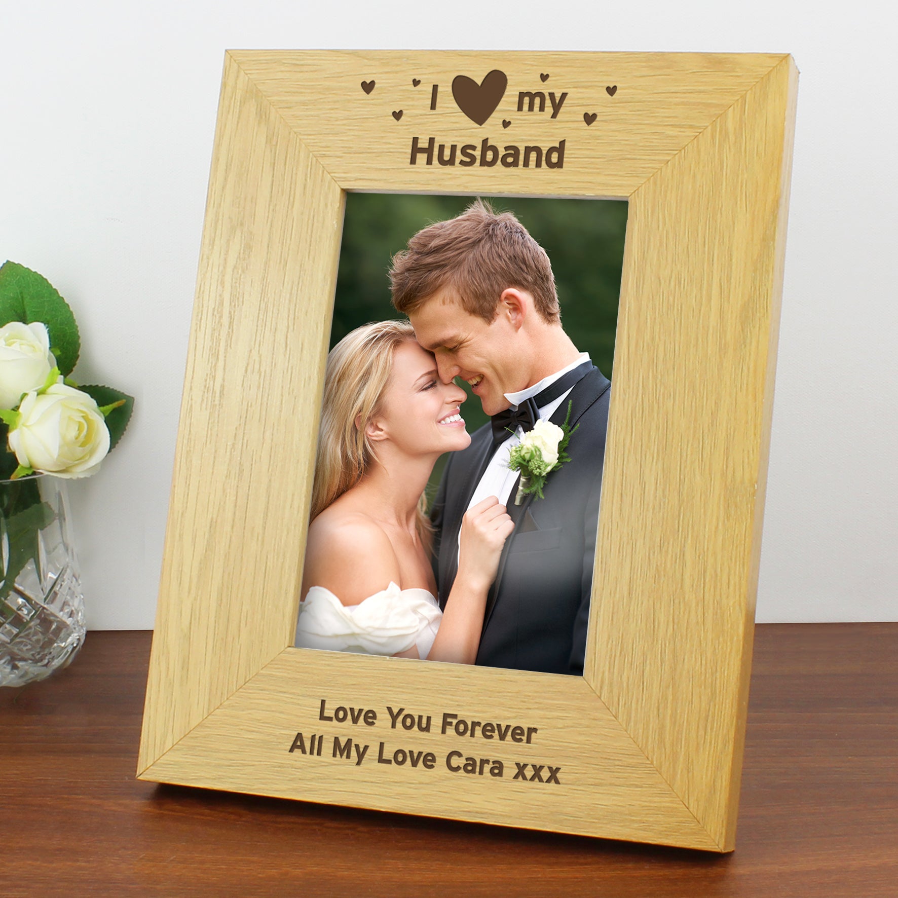 Personalised Oak Finish 6x4 I Heart My Photo Frame - MK&JD Gifts