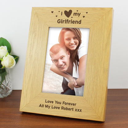 Personalised Oak Finish 6x4 I Heart My Photo Frame - MK&JD Gifts