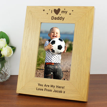 Personalised Oak Finish 6x4 I Heart My Photo Frame - MK&JD Gifts