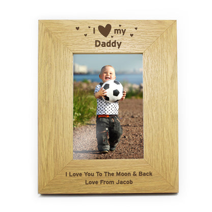 Personalised Oak Finish 6x4 I Heart My Photo Frame - MK&JD Gifts
