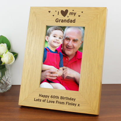 Personalised Oak Finish 6x4 I Heart My Photo Frame - MK&JD Gifts