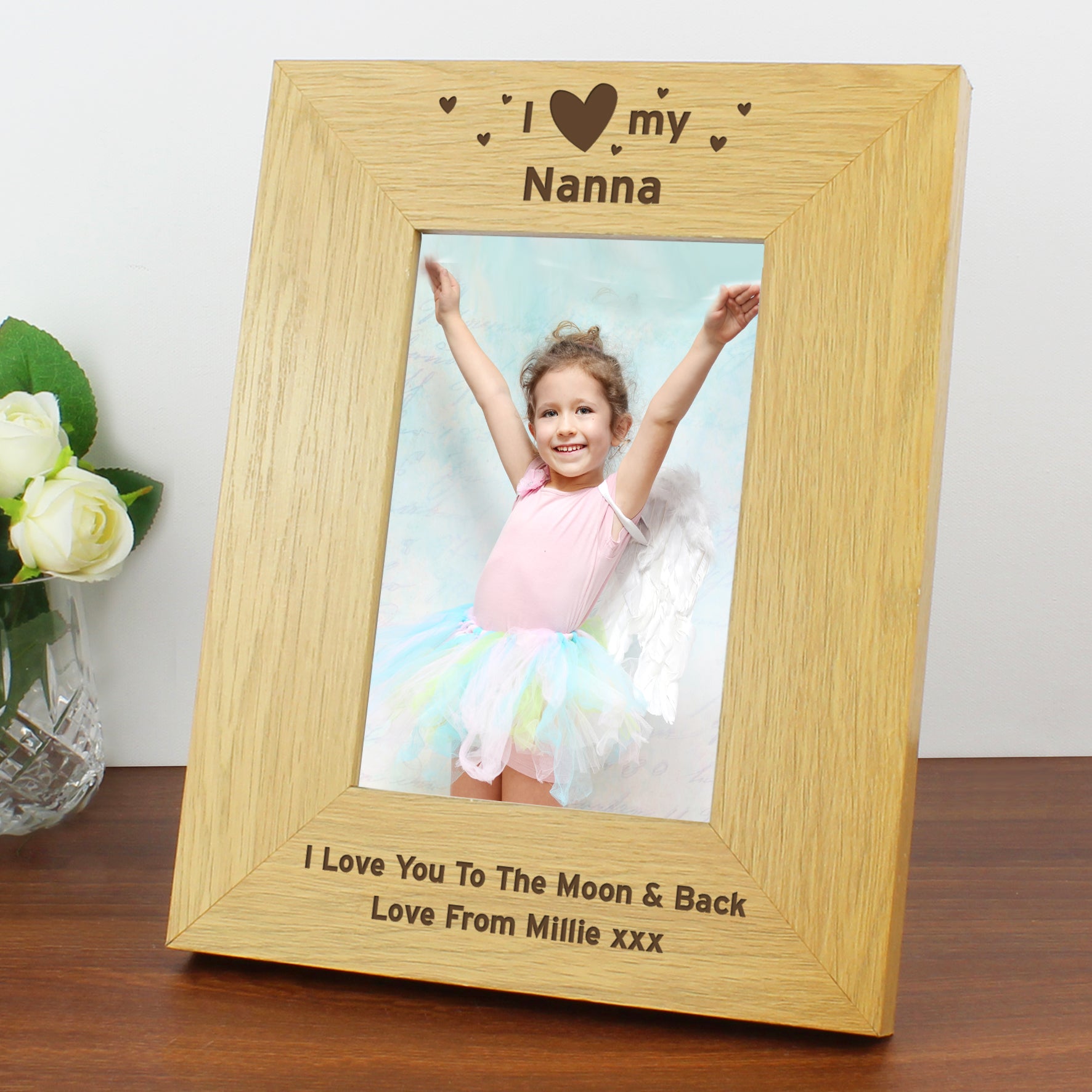 Personalised Oak Finish 6x4 I Heart My Photo Frame - MK&JD Gifts