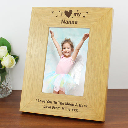 Personalised Oak Finish 6x4 I Heart My Photo Frame - MK&JD Gifts