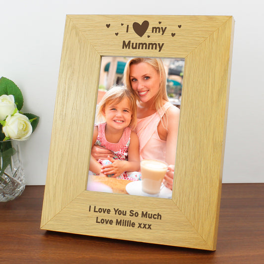 Personalised Oak Finish 6x4 I Heart My Photo Frame - MK&JD Gifts