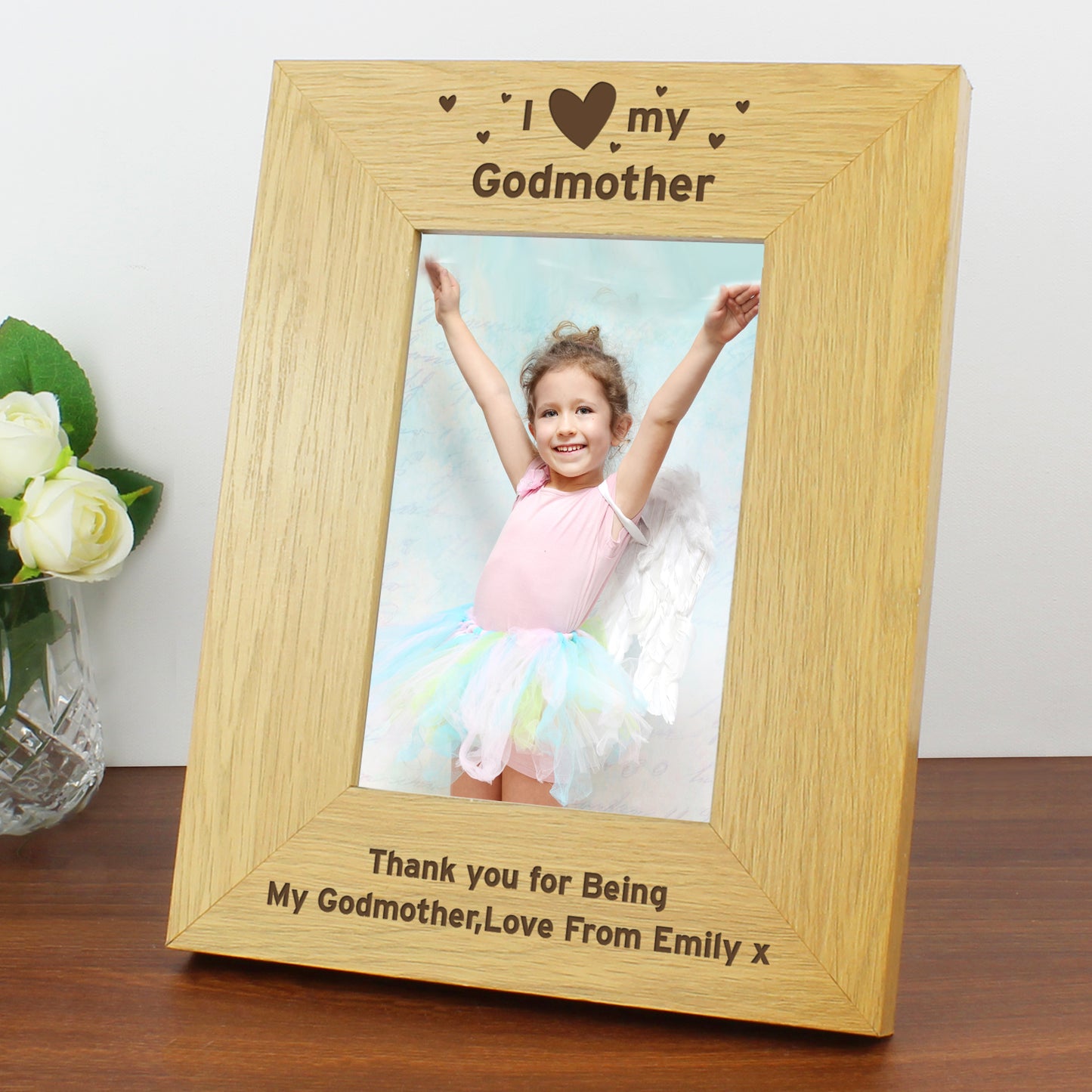 Personalised Oak Finish 6x4 I Heart My Photo Frame - MK&JD Gifts