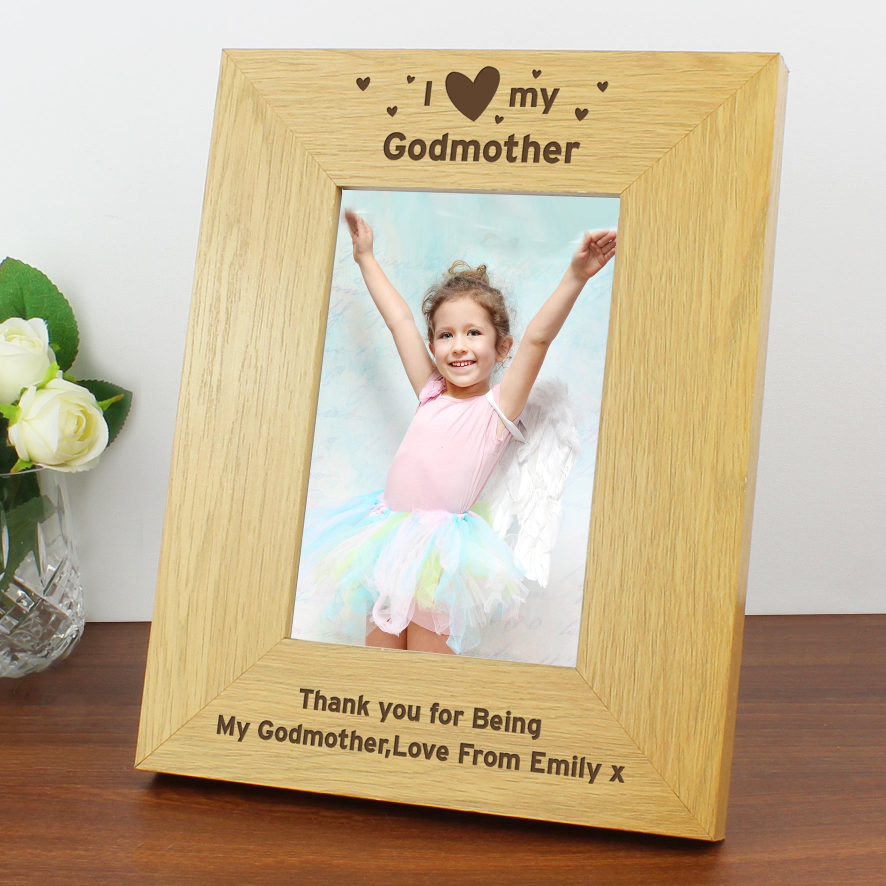 Personalised Oak Finish 6x4 I Heart My Photo Frame - MK&JD Gifts