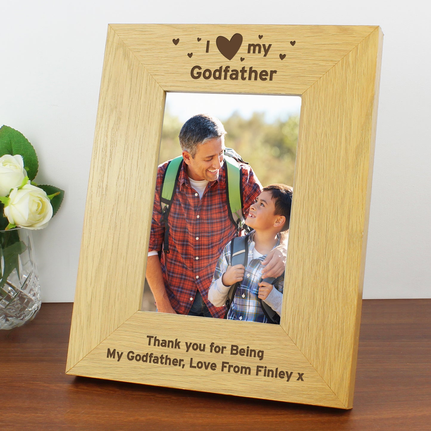 Personalised Oak Finish 6x4 I Heart My Photo Frame - MK&JD Gifts