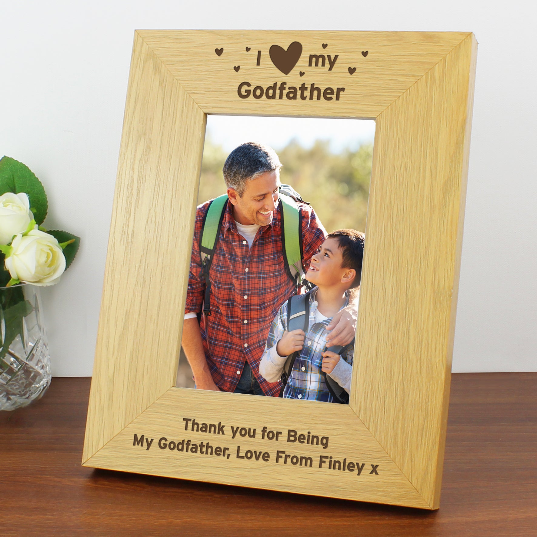 Personalised Oak Finish 6x4 I Heart My Photo Frame - MK&JD Gifts