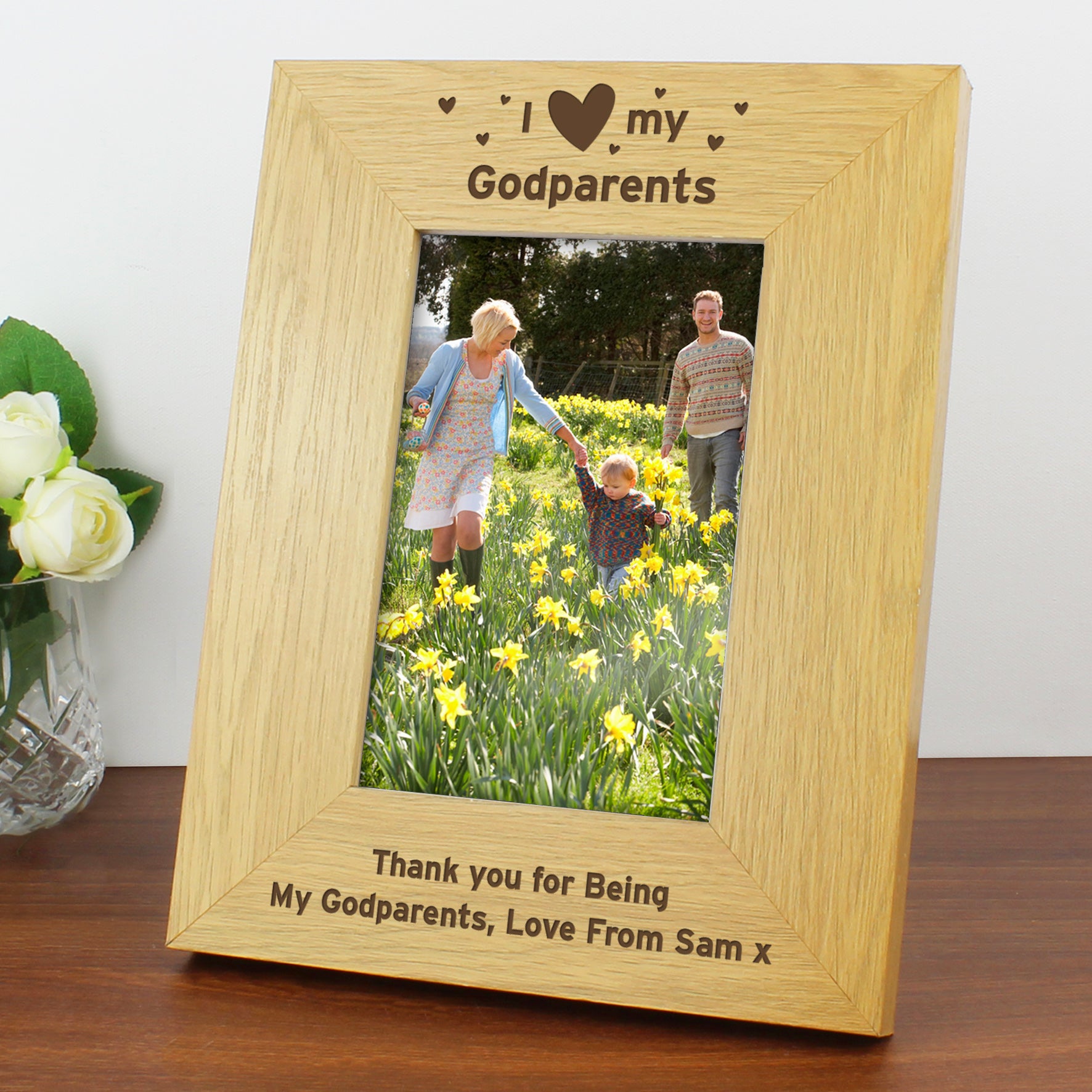 Personalised Oak Finish 6x4 I Heart My Photo Frame - MK&JD Gifts